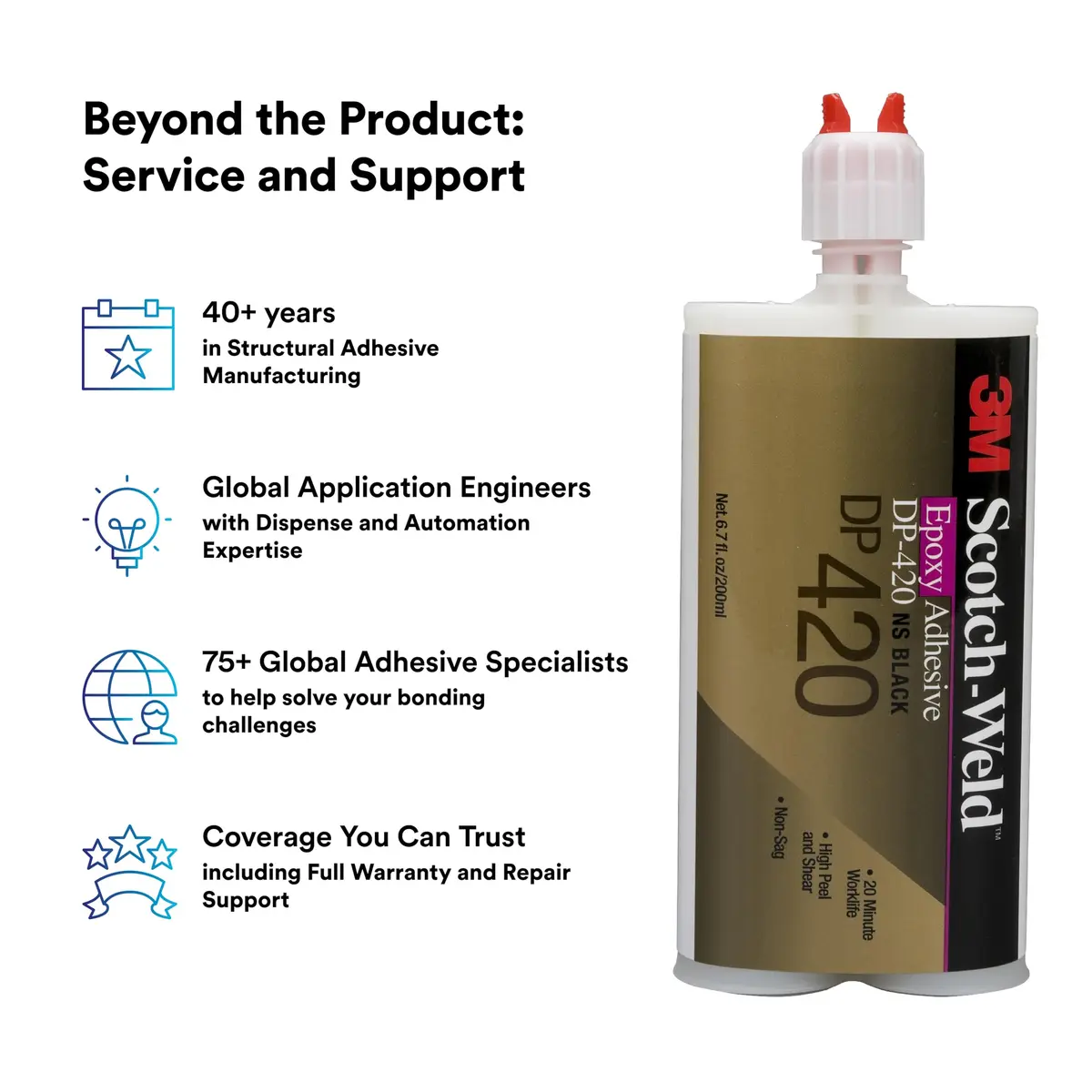 3M Scotch-Weld Epoxy Adhesive DP420 Black 200ml (6.76 Fl Oz) | High Impact Structural Bonding - view 5