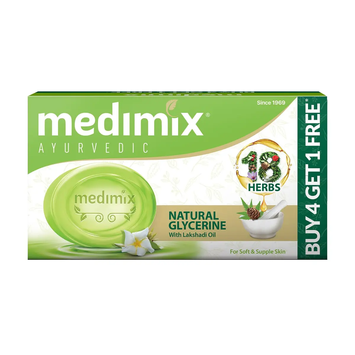 Medimix Ayurvedic Glycerine Soap 125g | All Skin Types, Daily Use, 4+1 Pack - main product image
