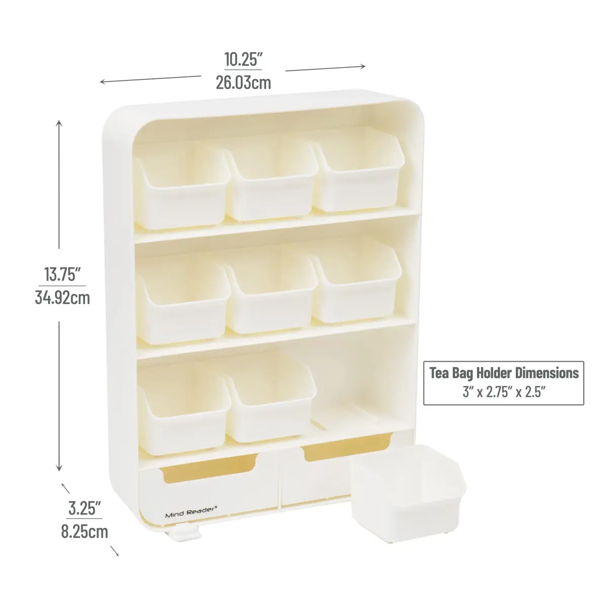 Mind Reader 11-Drawer Tea Bag Organizer Station | 26cm L x 8.25cm W x 35cm H - view 3