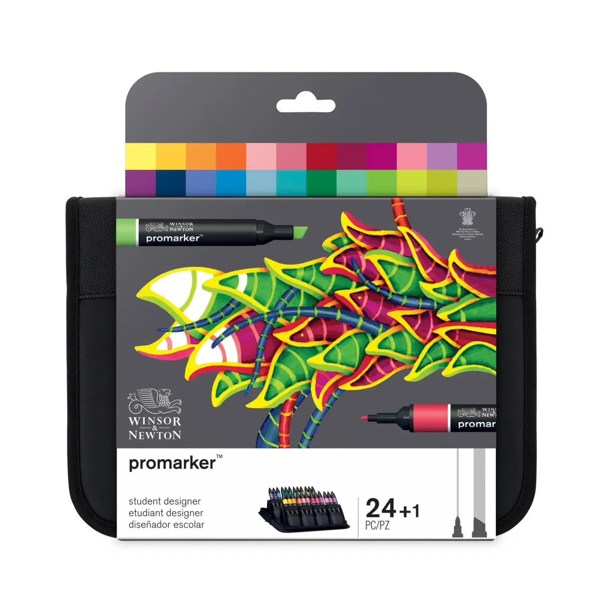 Winsor & Newton ProMarker Set, 24 Count, Student Designer Wallet | Alcohol-Based Ink Markers for Drawing & Illustration - main product image