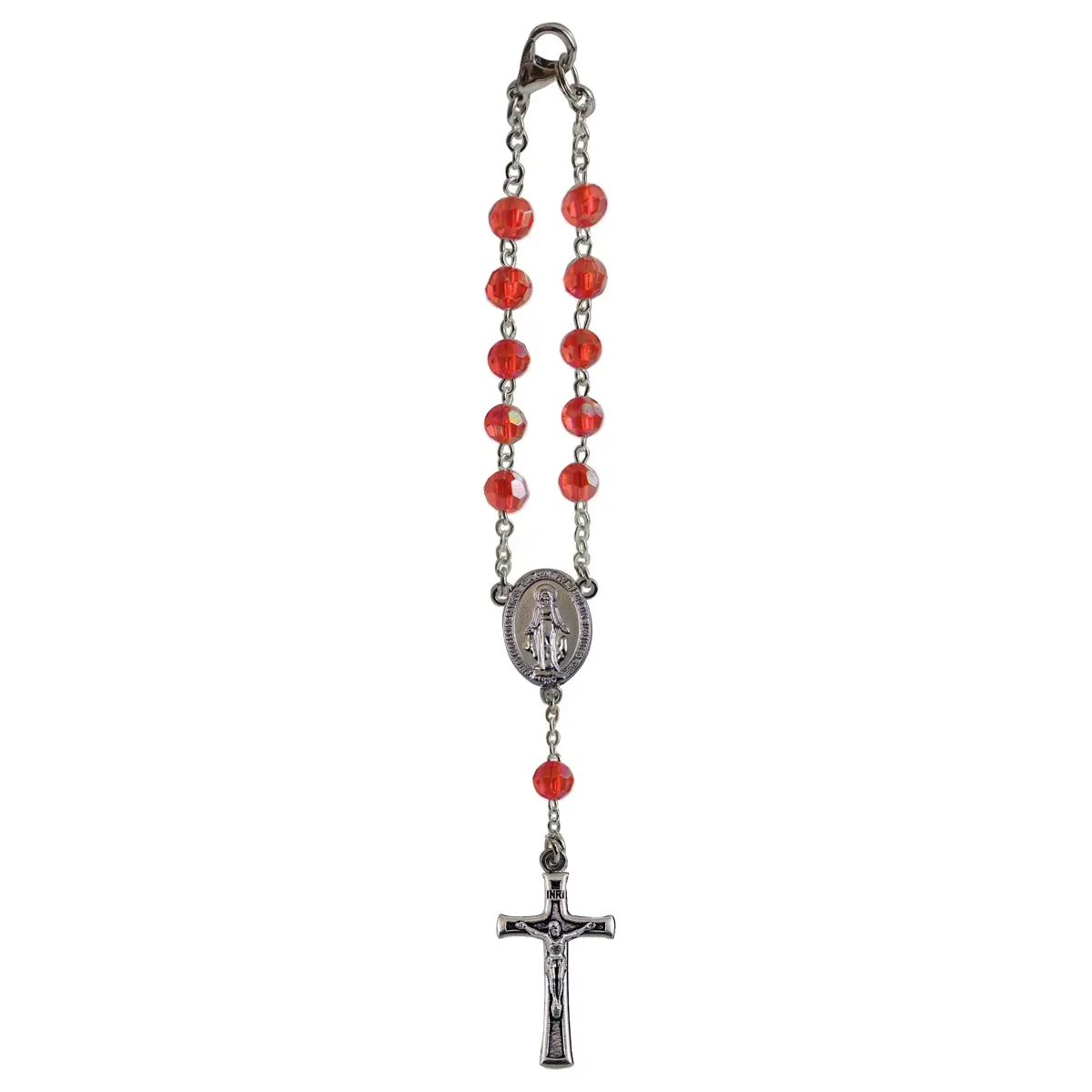 Cathedral Art July/Ruby Birthstone Car Rosary with Hanging Hook | 15.24cm (6in) Length - main product image