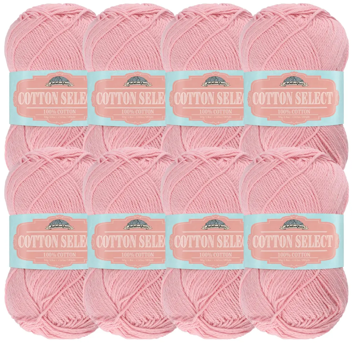 BambooMN JubileeYarn Cotton Select Yarn - Marina Pink | 8 Skeins, Sport Weight, Soft Cotton - main product image