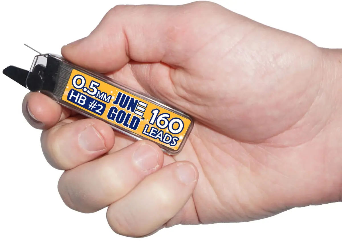June Gold 0.5mm HB Graphite Lead Refills, 120mm Length, Break Resistant (18 Count) - view 2