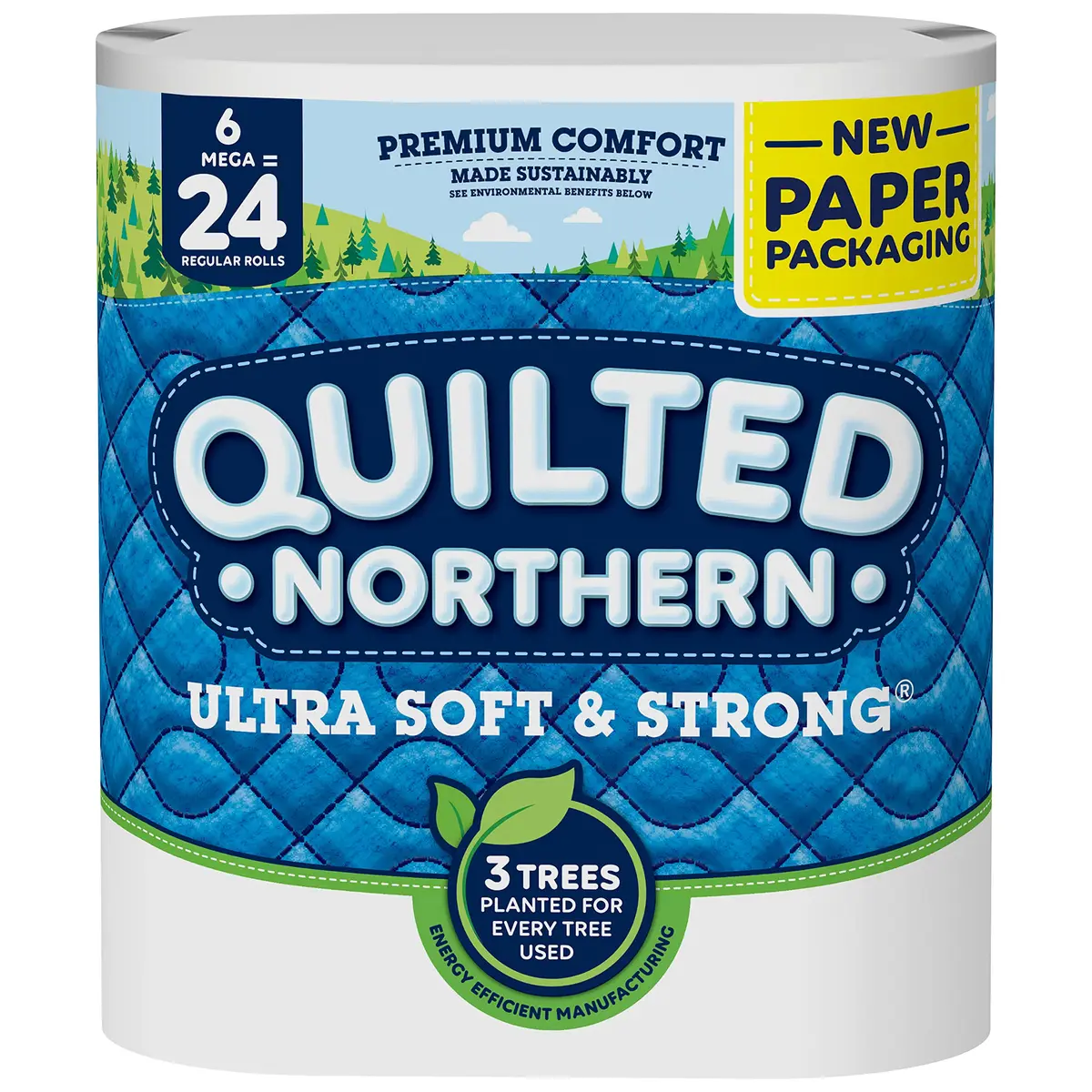 Quilted Northern Ultra Soft & Strong Toilet Paper, 6 Mega Rolls | Biodegradable & Septic Safe - main product image