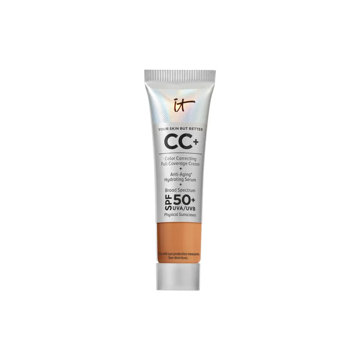 IT Cosmetics CC+ Cream SPF 50+ Tan (N) 12ml (0.4 fl oz) | Full Coverage Foundation with Anti-Aging Serum - main product image