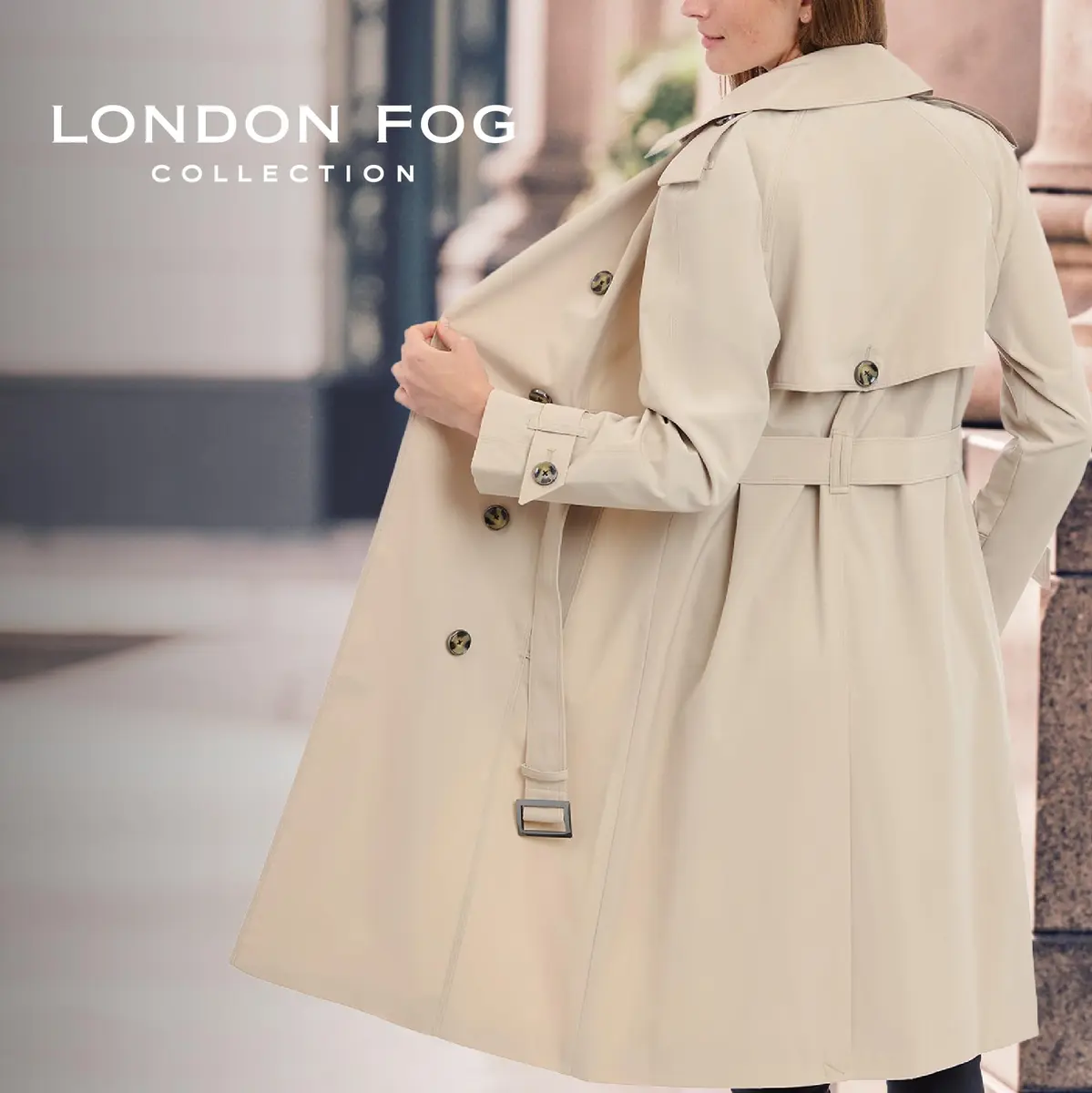 London Fog Women's 3/4 Length Double-Breasted Trench Coat with Belt, Stone, Large | Windproof & Water-Resistant - view 6