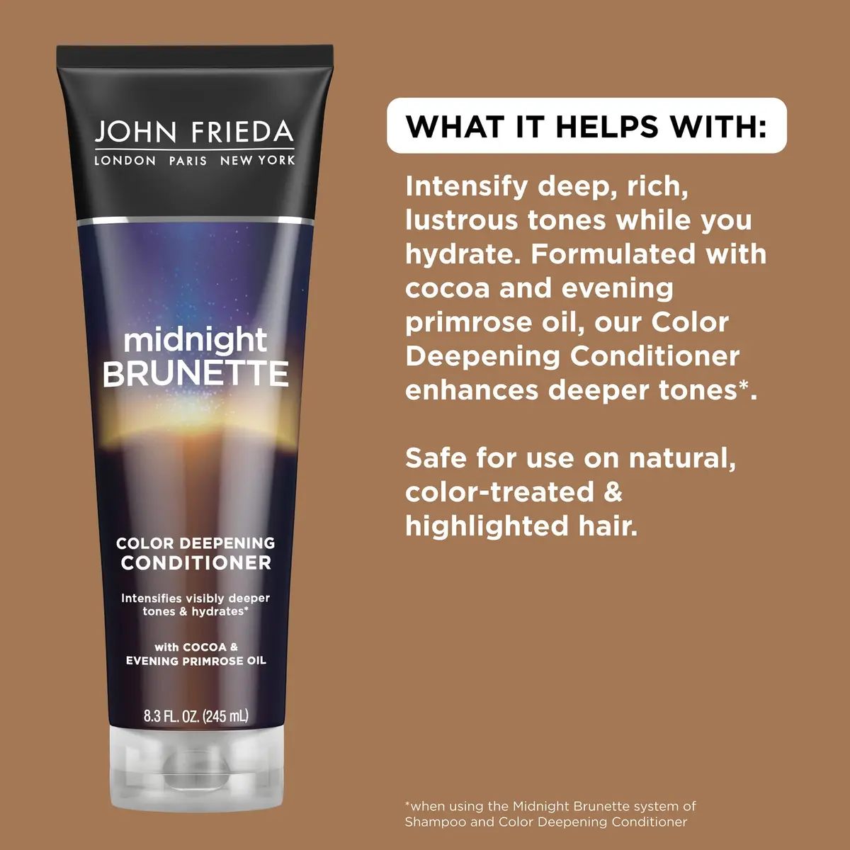 John Frieda Midnight Brunette Conditioner 247ml (8.3 Fl Oz) | Deepens Brunette Color & Moisture - view 3