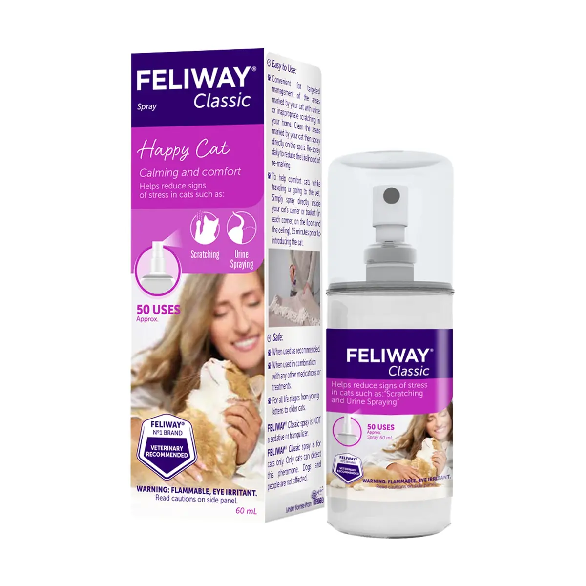 FELIWAY Classic Cat Calming Spray 60ml (2 Fl Oz) | Vet Recommended Pheromone Calming - main product image
