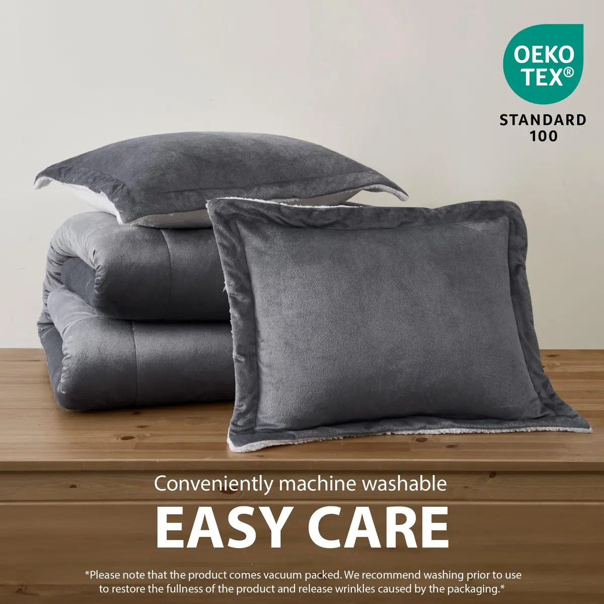 Cathay Home Twin Comforter Set, Reversible Micromink Sherpa, Pewter | All-Season Lightweight Bedding - view 6