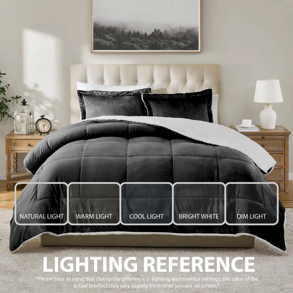 Cathay Home Twin Comforter Set, Reversible Micromink Sherpa, Black | All-Season Lightweight Comforter - view 4