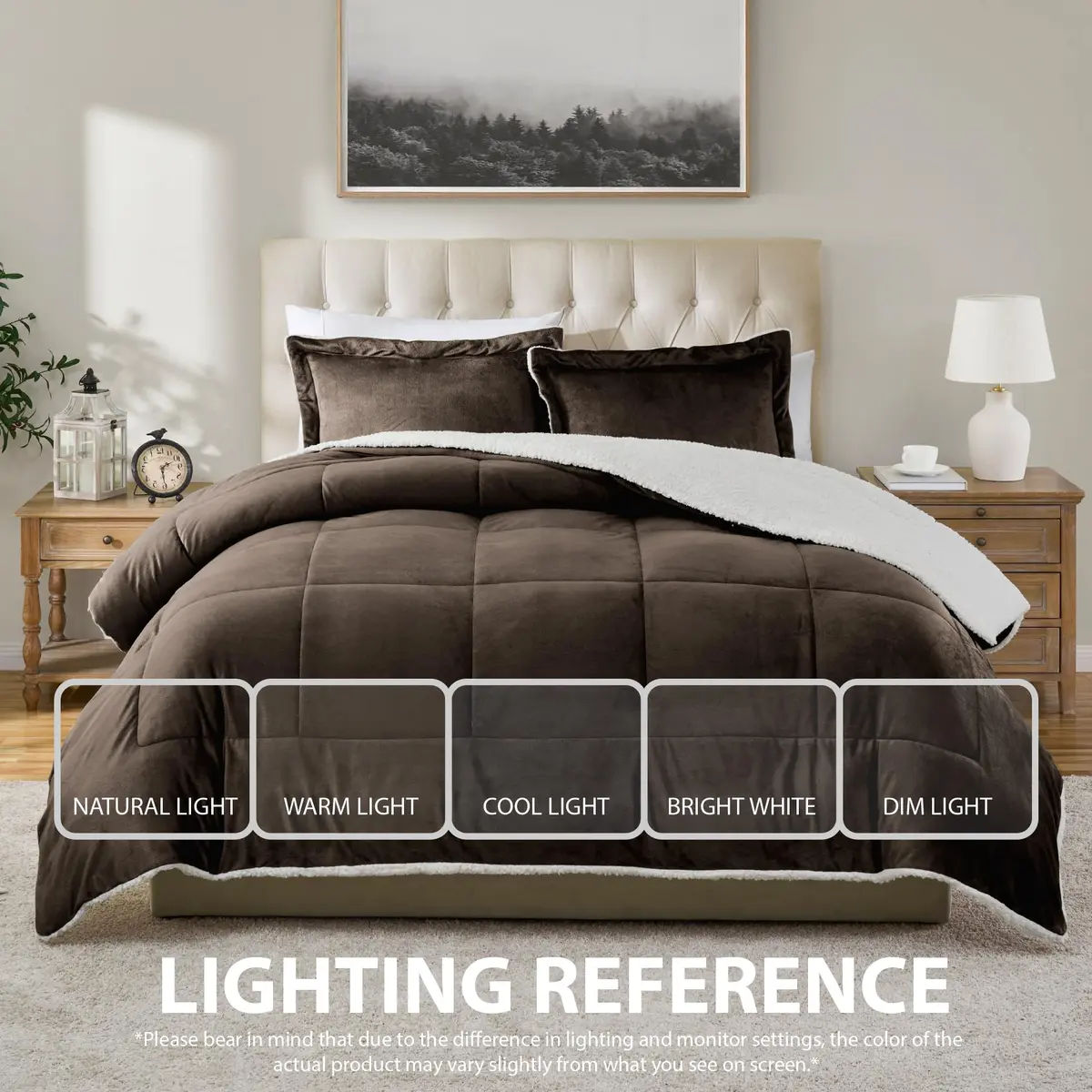 Cathay Home Twin Comforter Set, Reversible Micromink Sherpa, Chocolate | All-Season Cozy Bedding - view 4