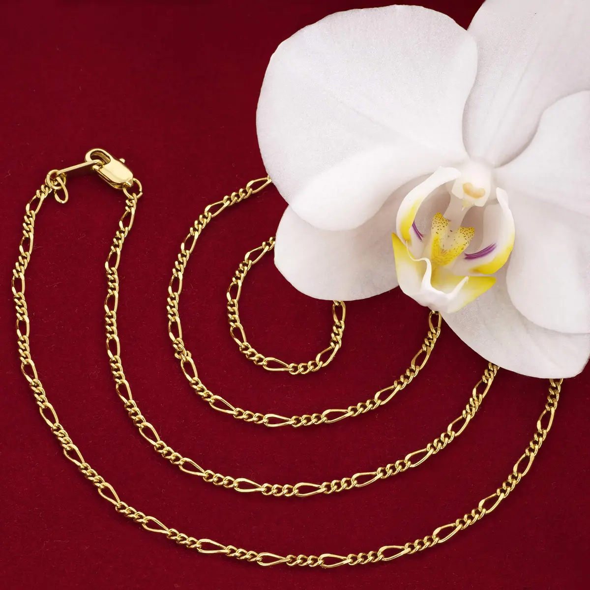 LIFETIME JEWELRY 1.5mm Figaro Chain Necklace 24 inches | Gold Plated Unisex Jewelry - view 8