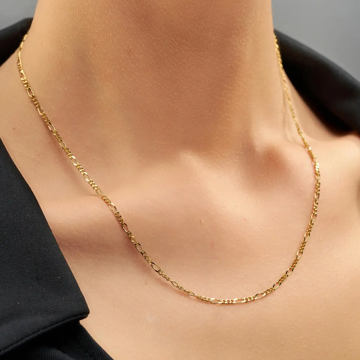 LIFETIME JEWELRY 1.5mm Figaro Chain Necklace 24 inches | Gold Plated Unisex Jewelry - view 2