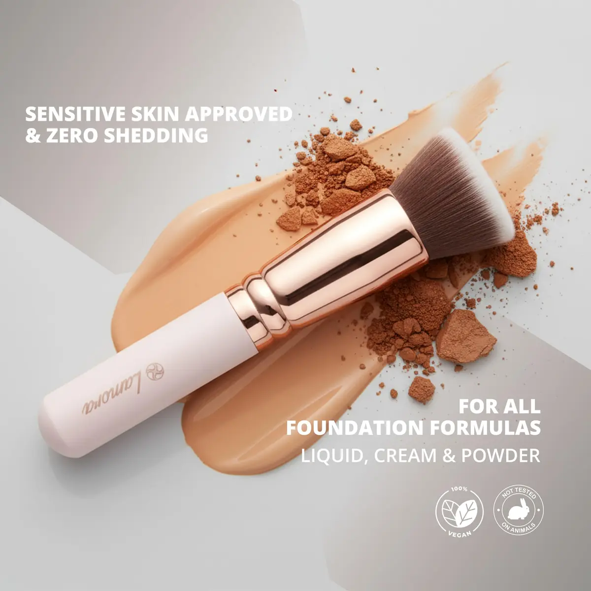 Lamora Flat Top Kabuki Foundation Brush - Rose/Gold | Vegan & Cruelty-Free for Flawless Makeup Application - view 4