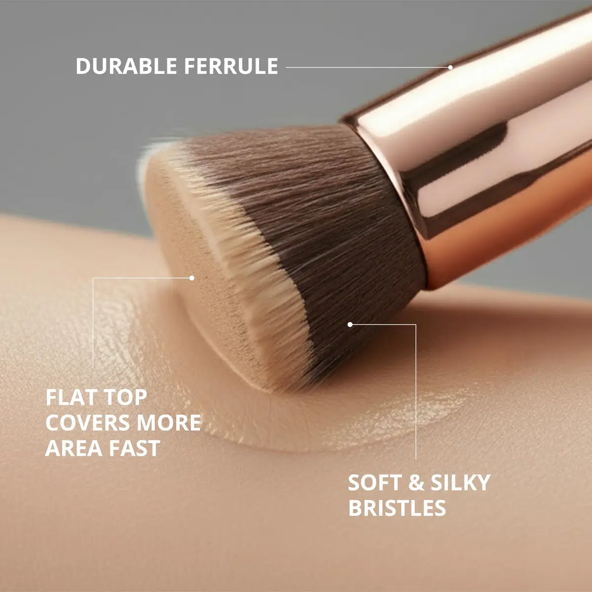 Lamora Flat Top Kabuki Foundation Brush - Rose/Gold | Vegan & Cruelty-Free for Flawless Makeup Application - view 6