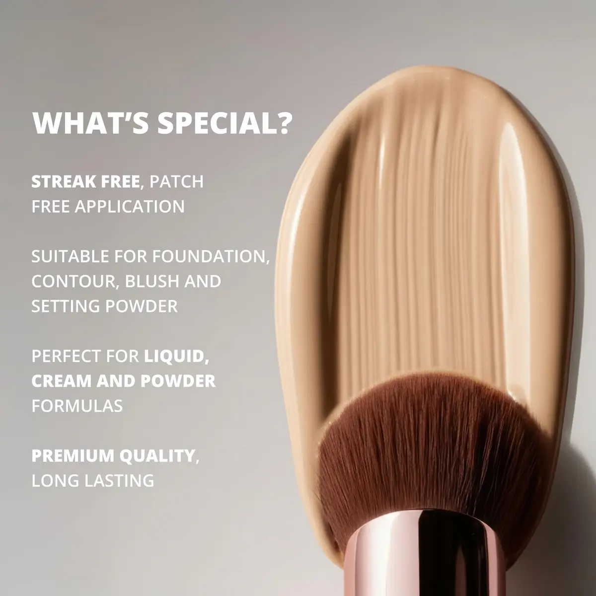 Lamora Flat Top Kabuki Foundation Brush - Rose/Gold | Vegan & Cruelty-Free for Flawless Makeup Application - view 7