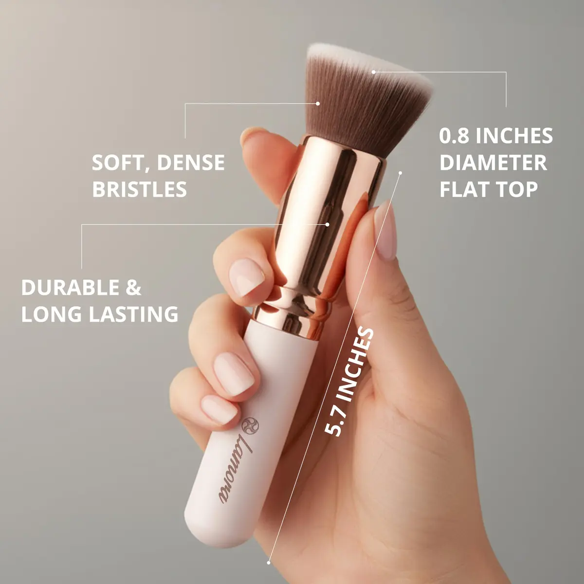 Lamora Flat Top Kabuki Foundation Brush - Rose/Gold | Vegan & Cruelty-Free for Flawless Makeup Application - view 2