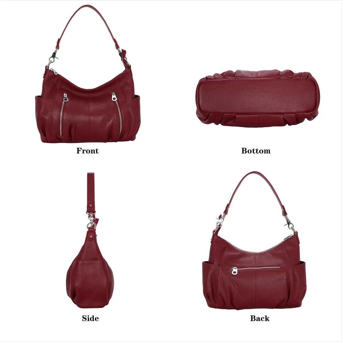 HESHE Genuine Leather Purses for Women Shoulder Hobo Bag Crossbody Satchel Handbags Designer Ladies Totes | Elegant & Spacious - view 6