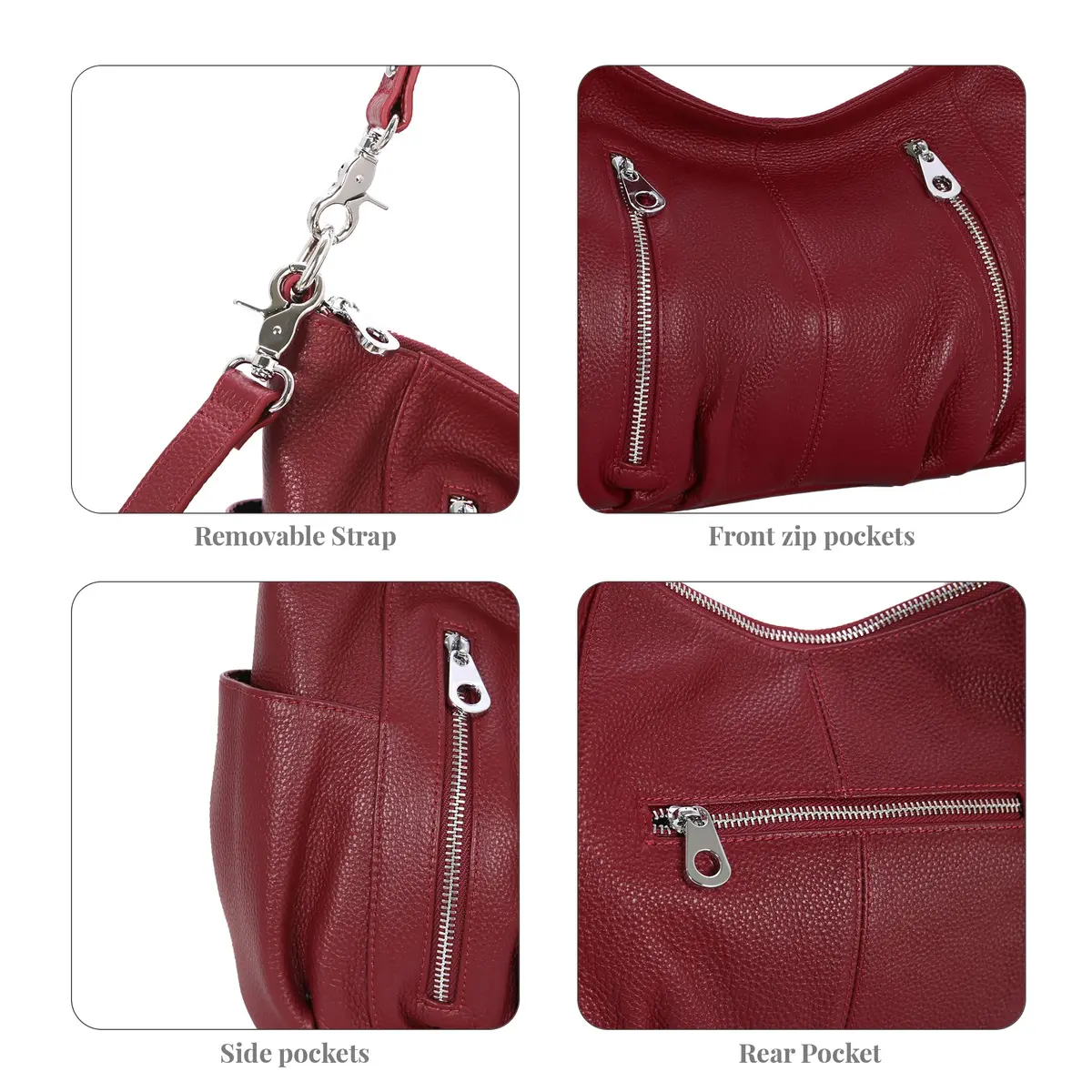 HESHE Genuine Leather Purses for Women Shoulder Hobo Bag Crossbody Satchel Handbags Designer Ladies Totes | Elegant & Spacious - view 8