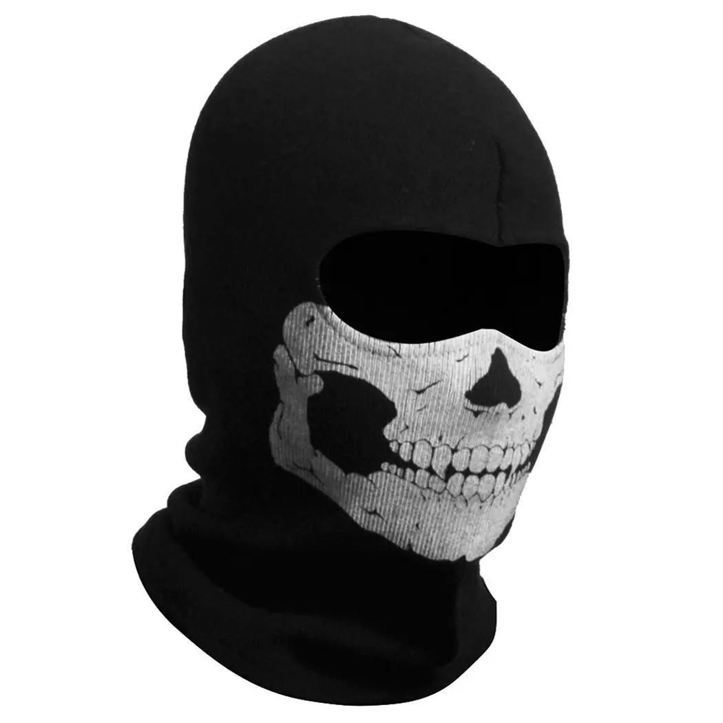 Nuoxinus Black Balaclava Ghosts Skull Full Face Mask for Cosplay Party Halloween Outdoor Motorcycle Bike Cycling Skiing Snowmobile Snowboard | Ghost Skull Design - main product image