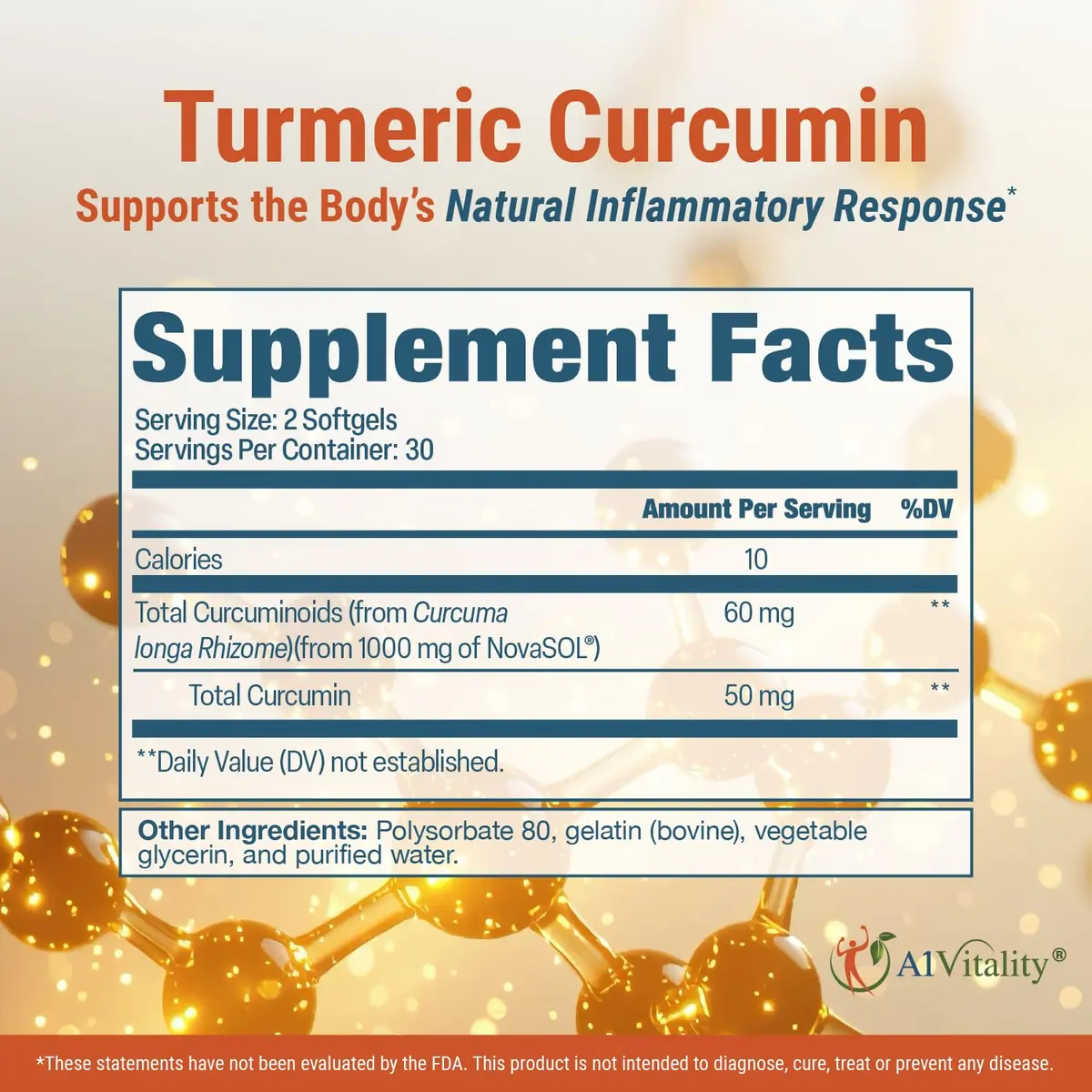 A1Vitality NovaSOL Turmeric Curcumin 1000mg | Clinically Proven 185x Higher Absorption for Joint & Overall Wellness - view 7