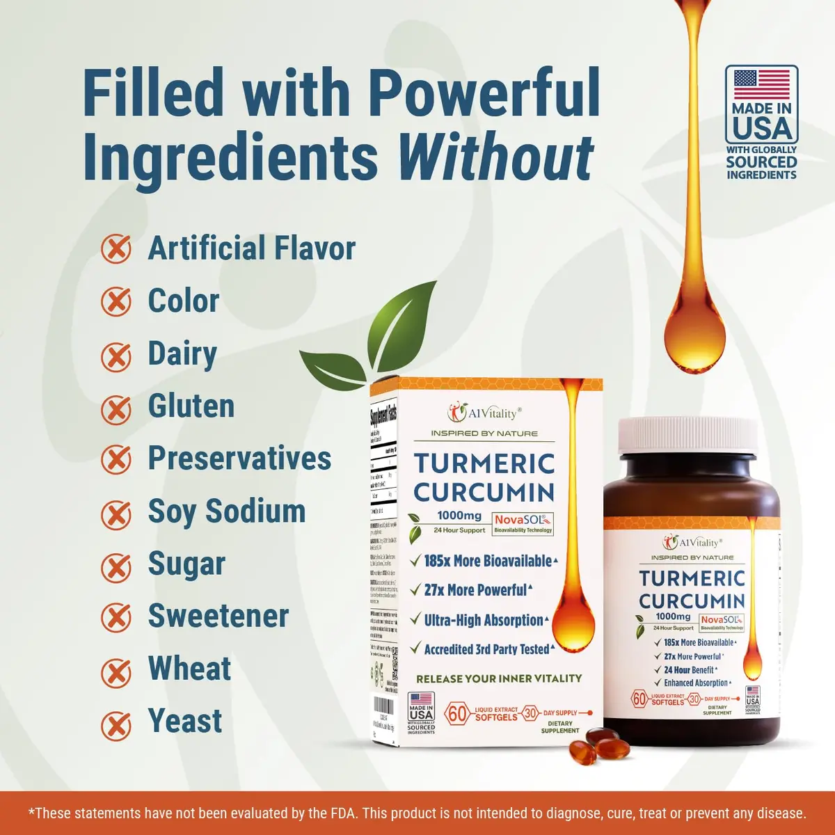 A1Vitality NovaSOL Turmeric Curcumin 1000mg | Clinically Proven 185x Higher Absorption for Joint & Overall Wellness - view 8