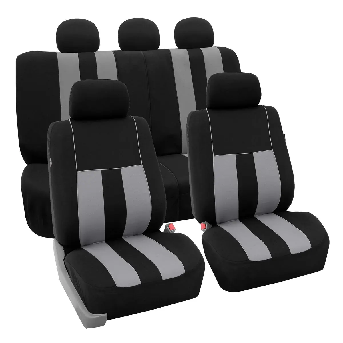 FH Group Car Seat Cover Full Set Striking Gray | Universal Fit, Foam Padding, Airbag Compatible - main product image