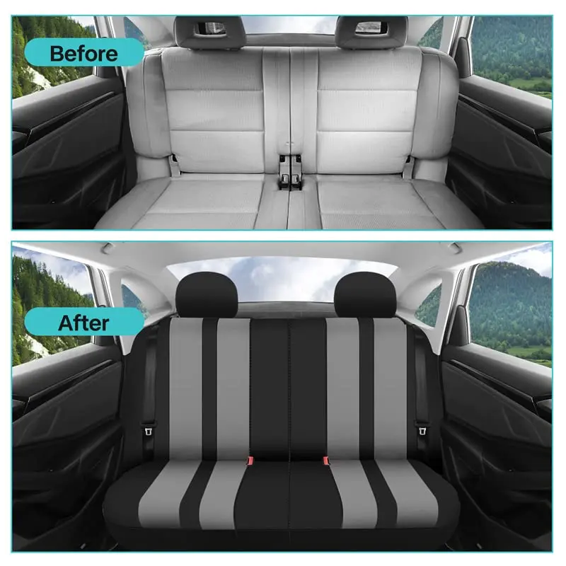 FH Group Car Seat Cover Full Set Striking Gray | Universal Fit, Foam Padding, Airbag Compatible - view 13