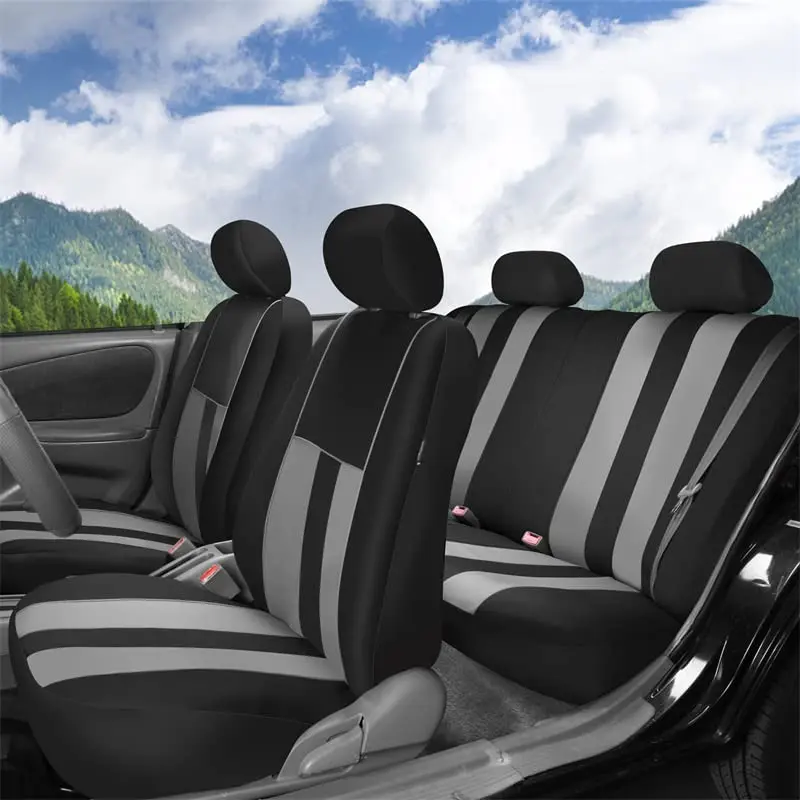 FH Group Car Seat Cover Full Set Striking Gray | Universal Fit, Foam Padding, Airbag Compatible - view 3