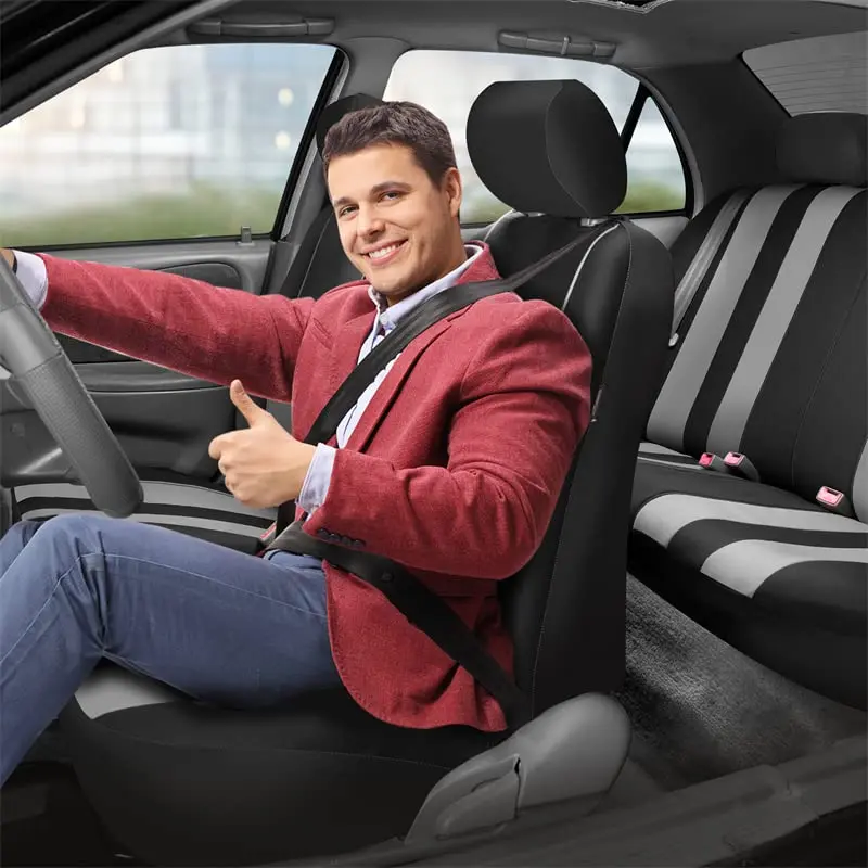 FH Group Car Seat Cover Full Set Striking Gray | Universal Fit, Foam Padding, Airbag Compatible - view 4