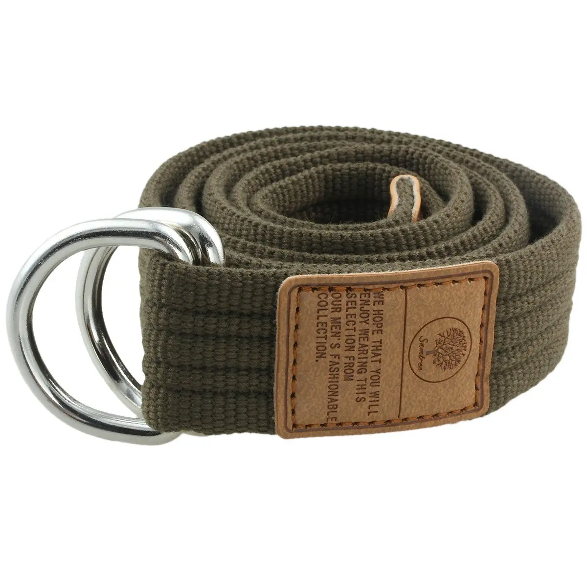 moonsix Canvas Web Belt with D-ring Buckle for Men, Army Green | Fully Adjustable Casual Belt - main product image
