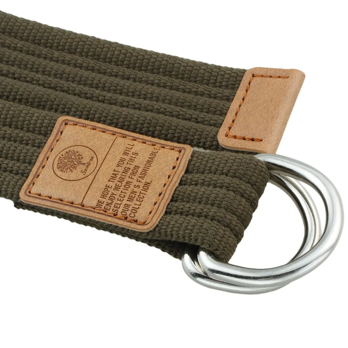 moonsix Canvas Web Belt with D-ring Buckle for Men, Army Green | Fully Adjustable Casual Belt - view 2