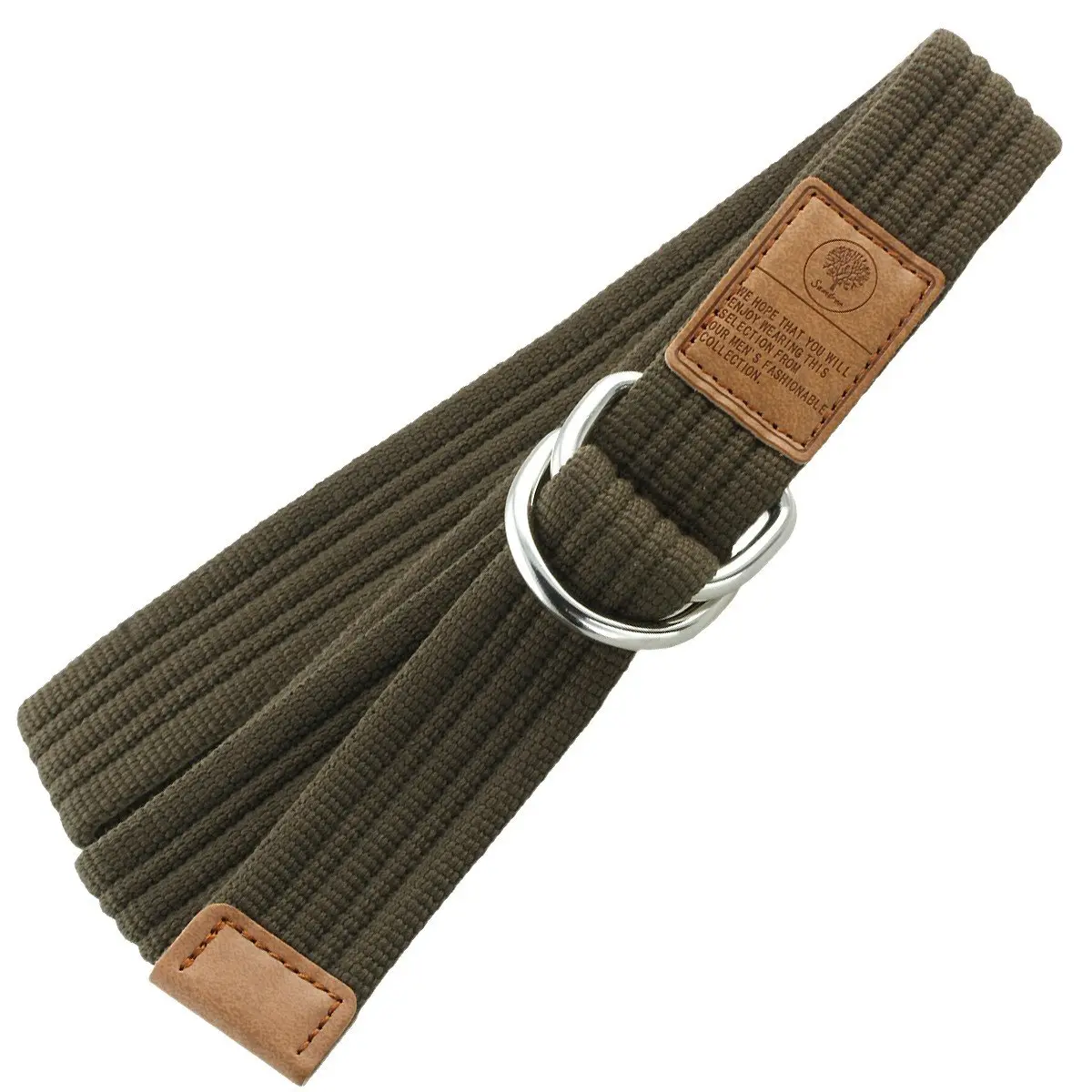 moonsix Canvas Web Belt with D-ring Buckle for Men, Army Green | Fully Adjustable Casual Belt - view 3