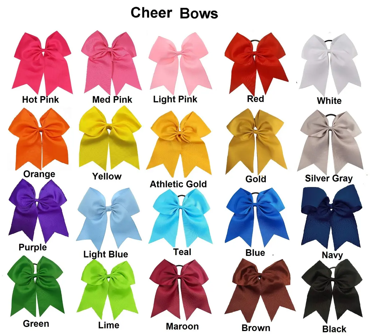 Kenz Laurenz Jumbo 7-inch Cheer Bows with Elastic Ties, 10-Pack Assorted Colors | Handmade Hair Accessories for Teens & Women - view 2