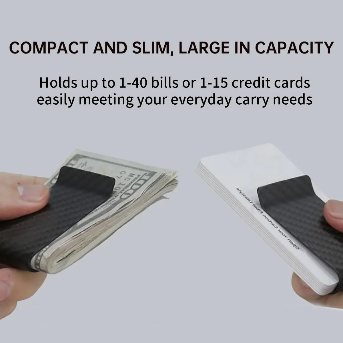 CL CARBONLIFE Carbon Fiber Money Clip Wallet Matte Black | RFID Blocking Slim Minimalist Holder for Men - view 7