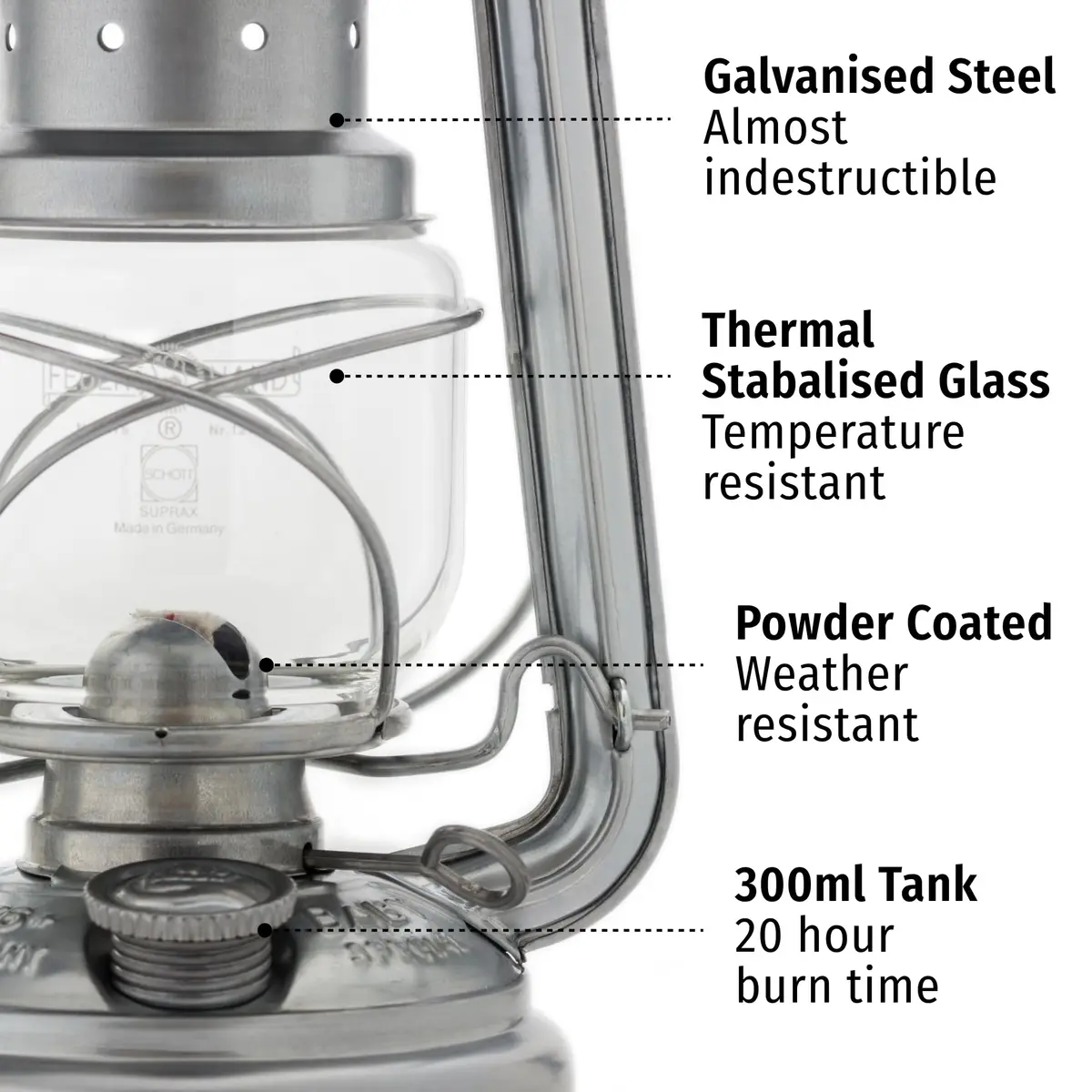 Feuerhand Hurricane Lantern, 10 Inch Kerosene Fuel Lamp, Weather Resistant Red | German Made Emergency & Patio Light - view 4