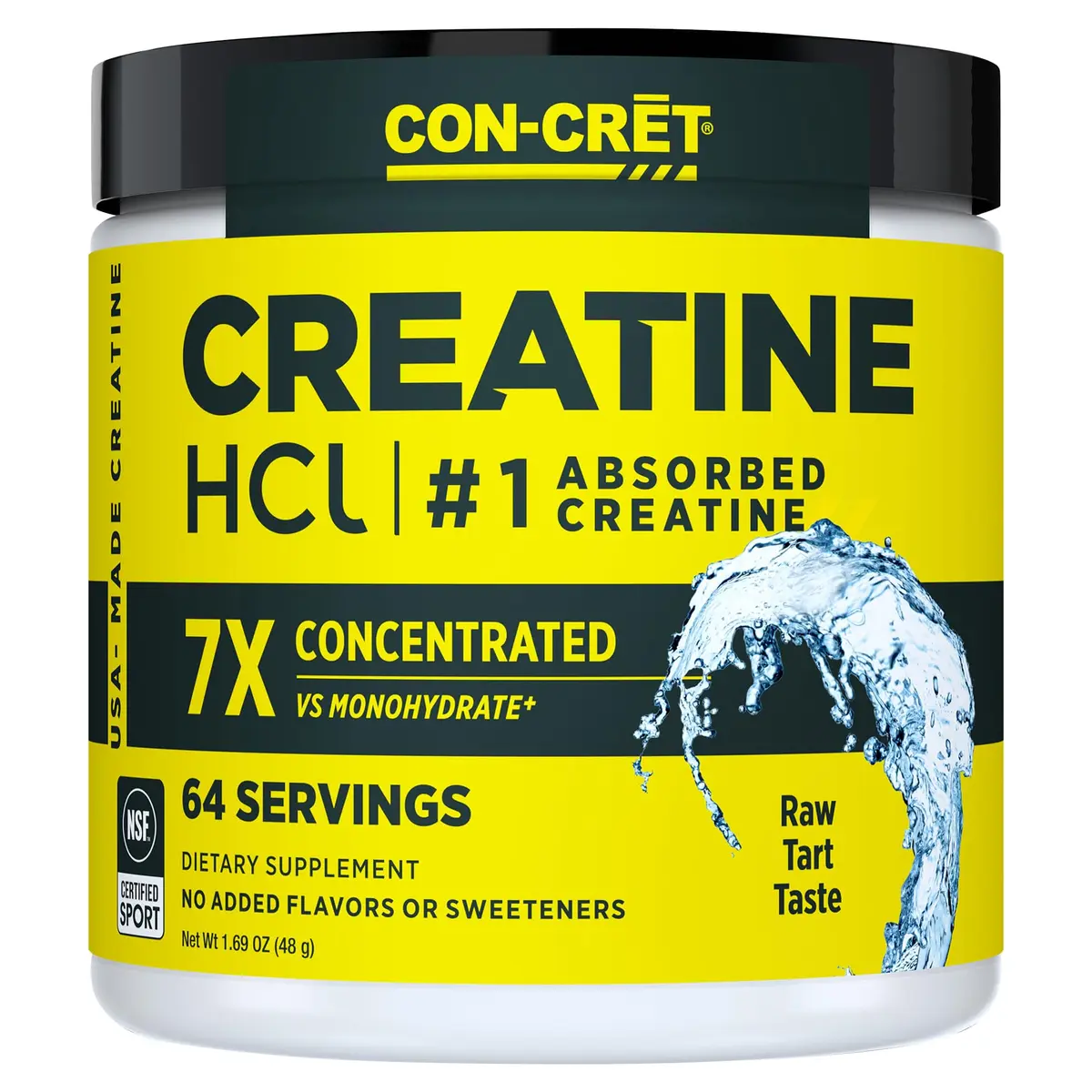 CON-CRET Creatine HCl Powder for Women and Men | Unflavored, 64 Servings | Explosive Performance & Cognitive Support - main product image