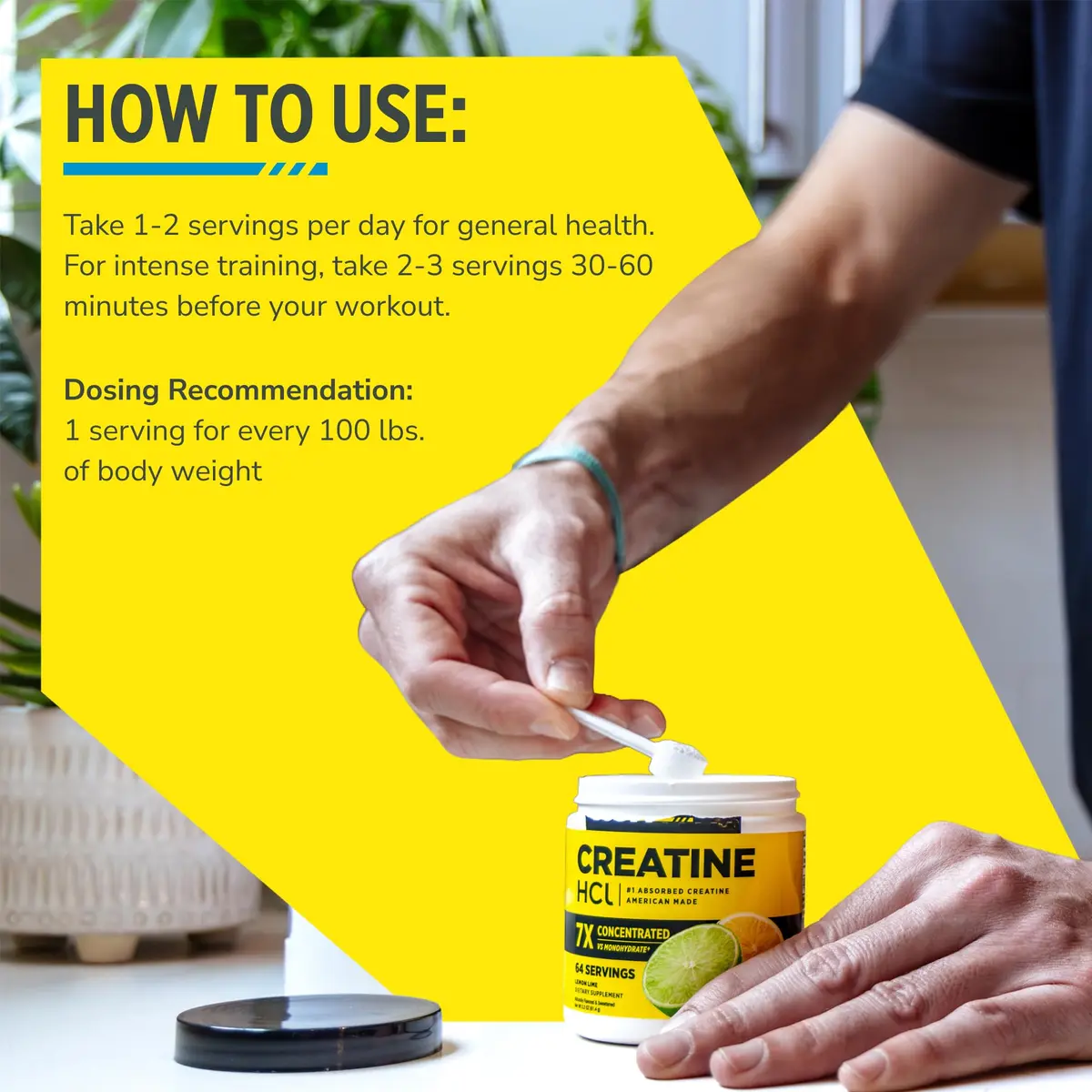 CON-CRET Creatine HCl Powder for Women and Men | Unflavored, 64 Servings | Explosive Performance & Cognitive Support - view 7