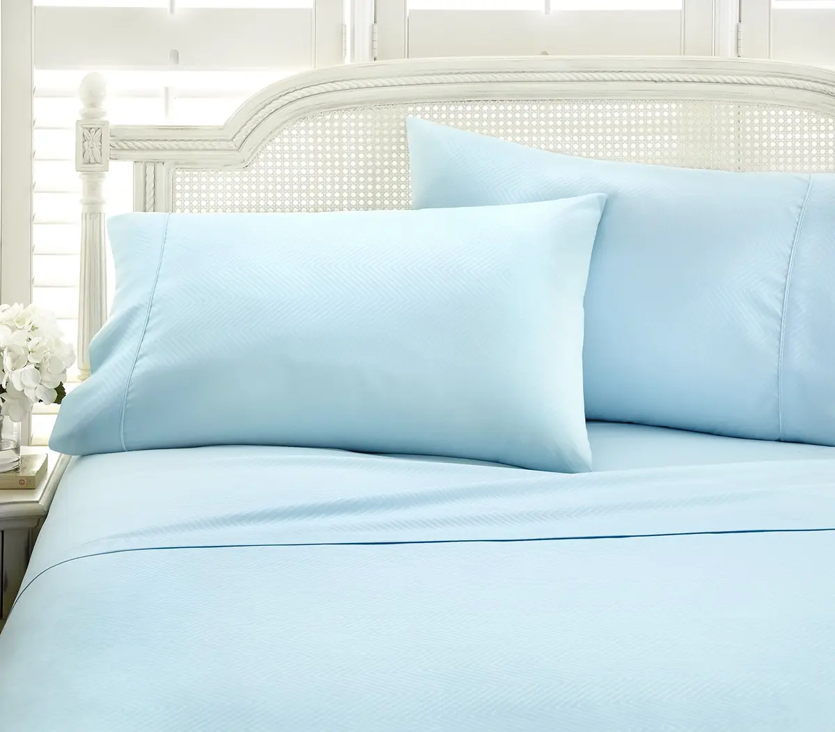 Linen Market Embossed Sheet Set Queen | Chevron Aqua Microfiber, Wrinkle-Free, Breathable - main product image