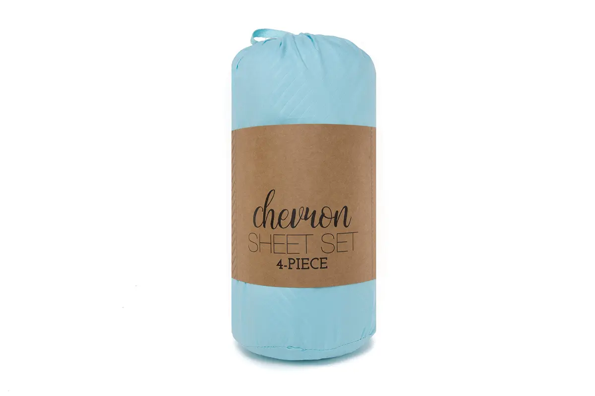 Linen Market Embossed Sheet Set Queen | Chevron Aqua Microfiber, Wrinkle-Free, Breathable - view 3