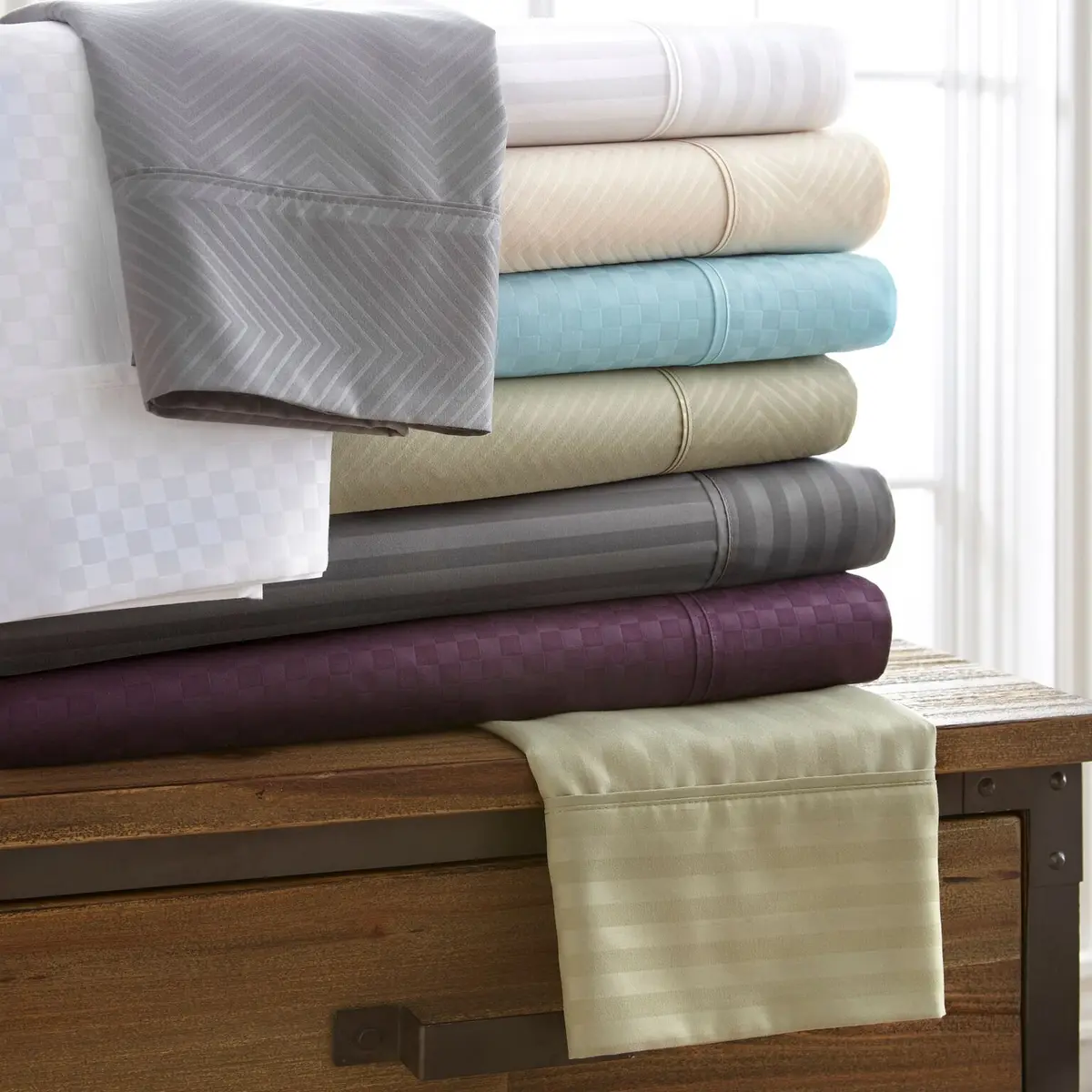 Linen Market Embossed Sheet Set Queen | Chevron Aqua Microfiber, Wrinkle-Free, Breathable - view 4