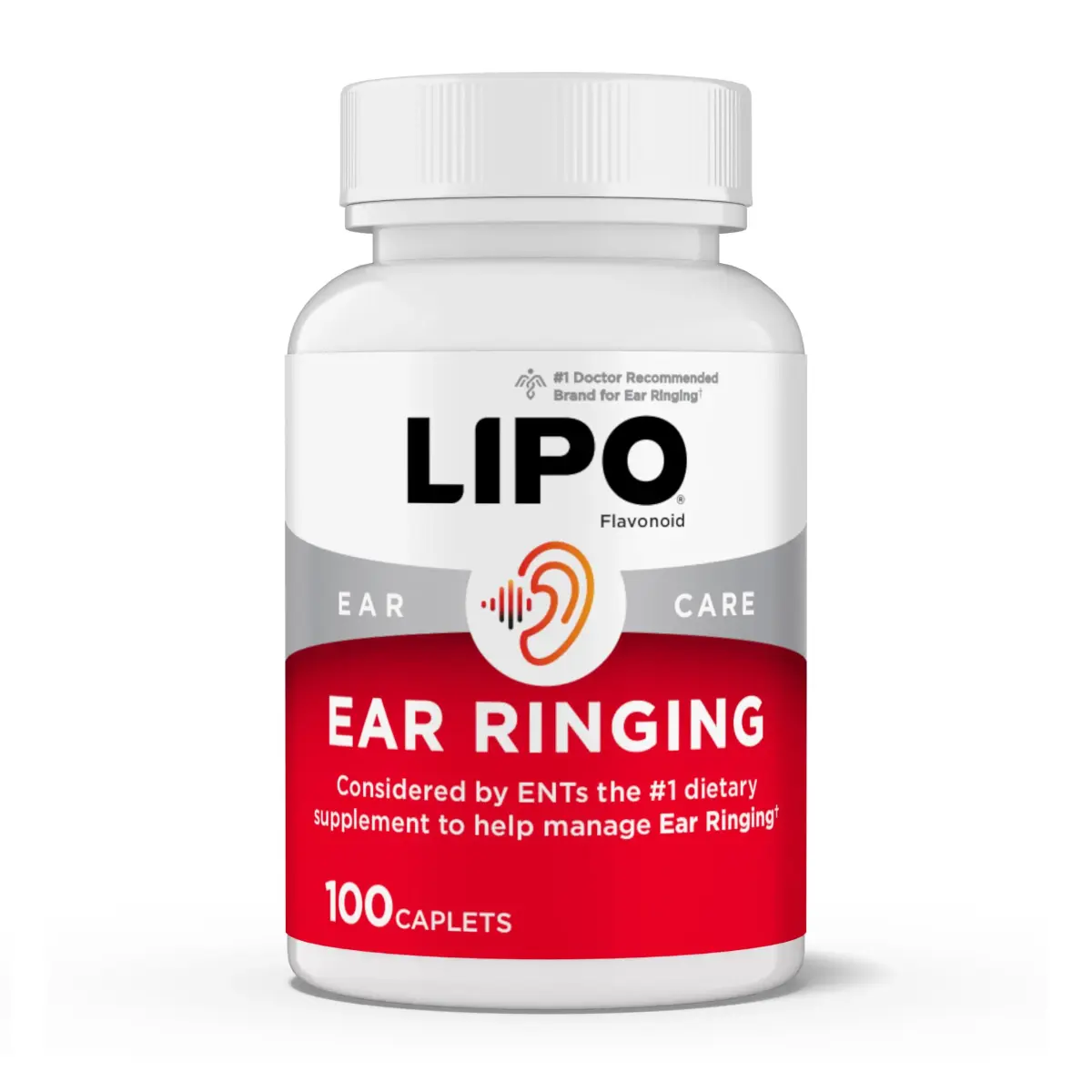 Lipo-Flavonoid Ear Ringing Support Supplement 100 Caplets | Clinically Studied Bioflavonoid Complex for Inner Ear Health - main product image