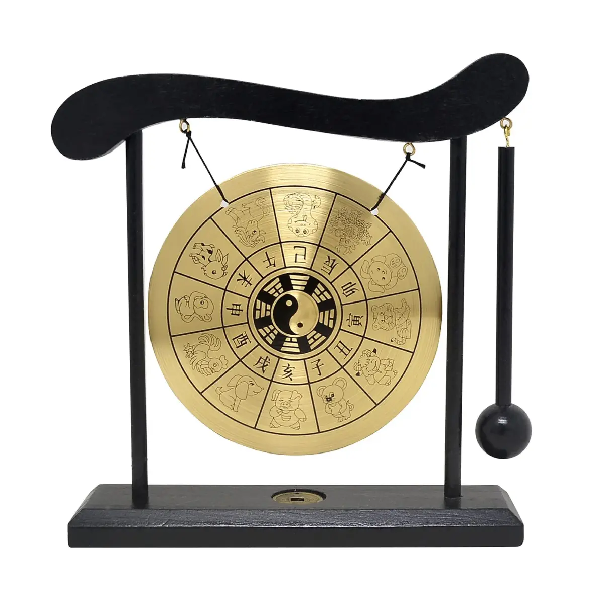 Zen Art Brass Feng Shui Desktop Zodiac Gong W1649 | Creates a Zen Environment - main product image