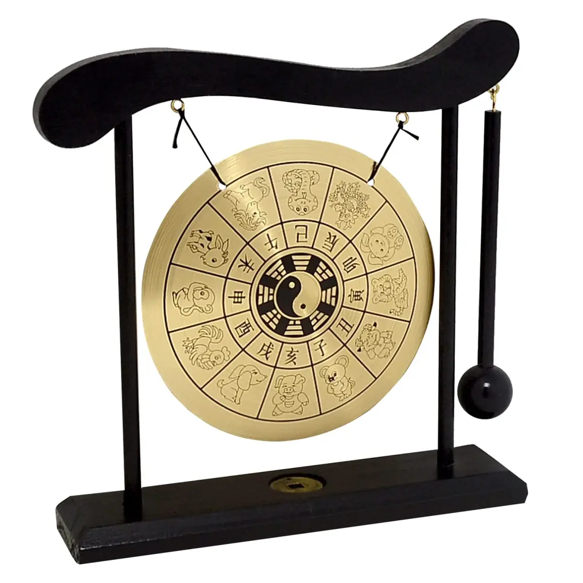 Zen Art Brass Feng Shui Desktop Zodiac Gong W1649 | Creates a Zen Environment - view 2