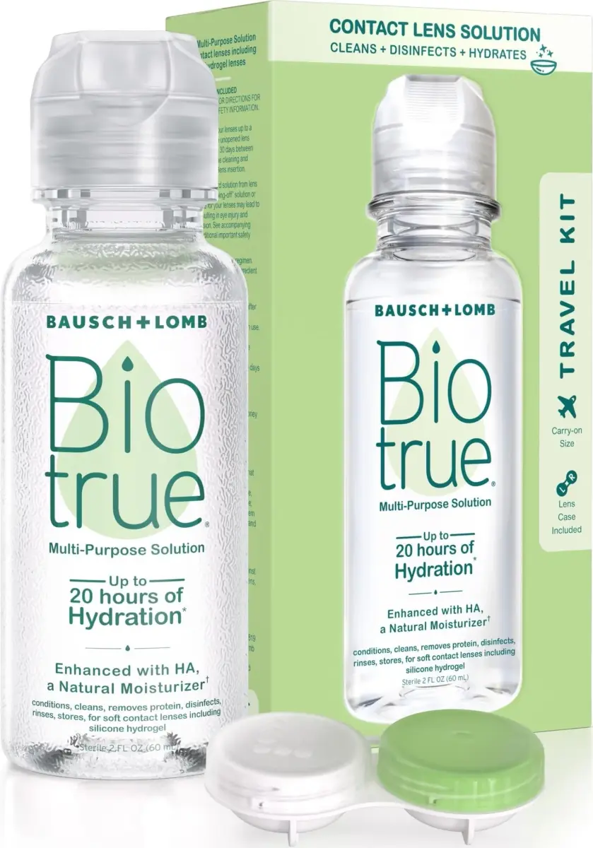 Biotrue Multi-Purpose Contact Lens Solution with Lens Case, 2 Fl Oz (59ml) | FDA Approved, Doctor Recommended - main product image