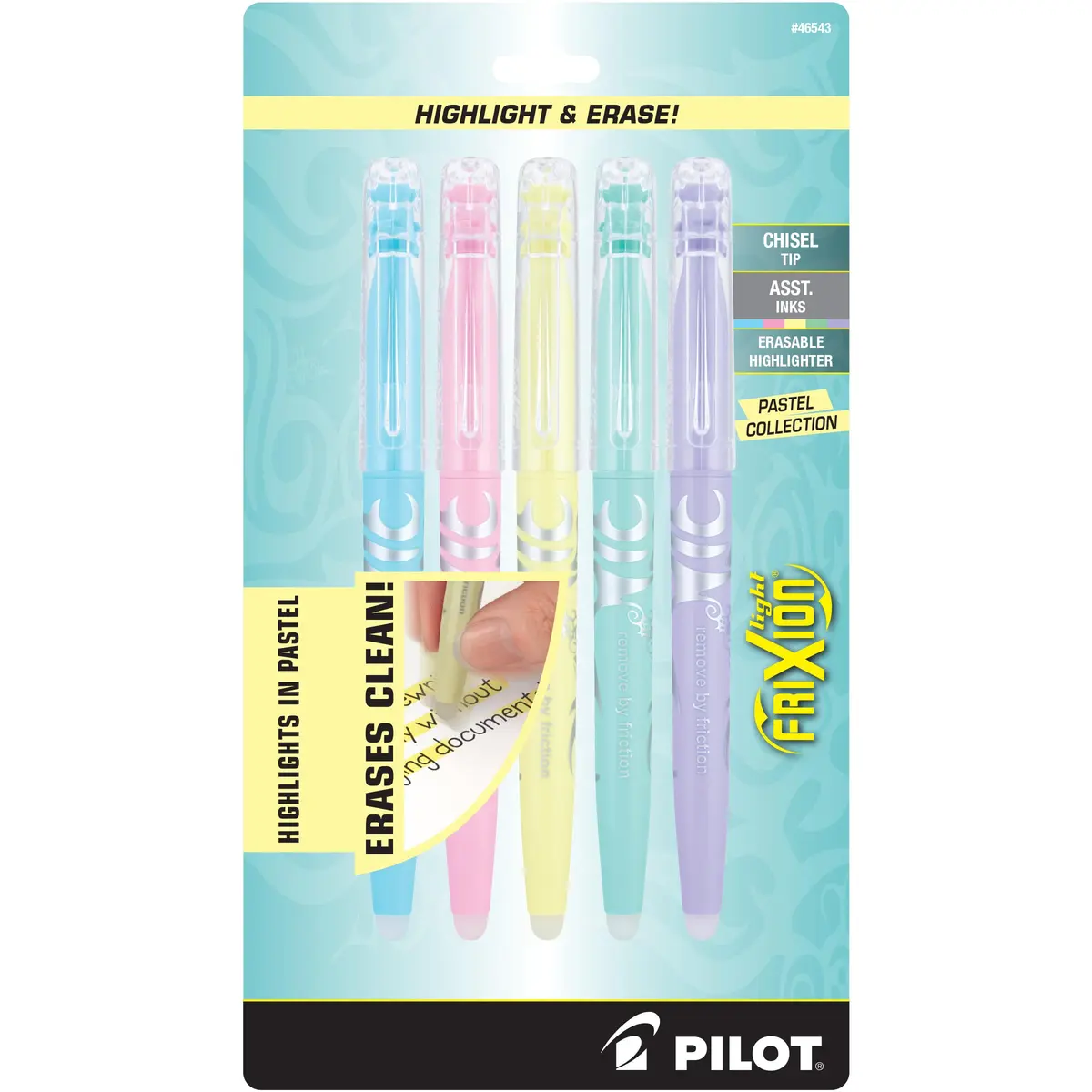 PILOT FriXion Erasable Highlighters, Chisel Tip, Assorted Pastel Colors, 5-Pack (5 Count) - main product image