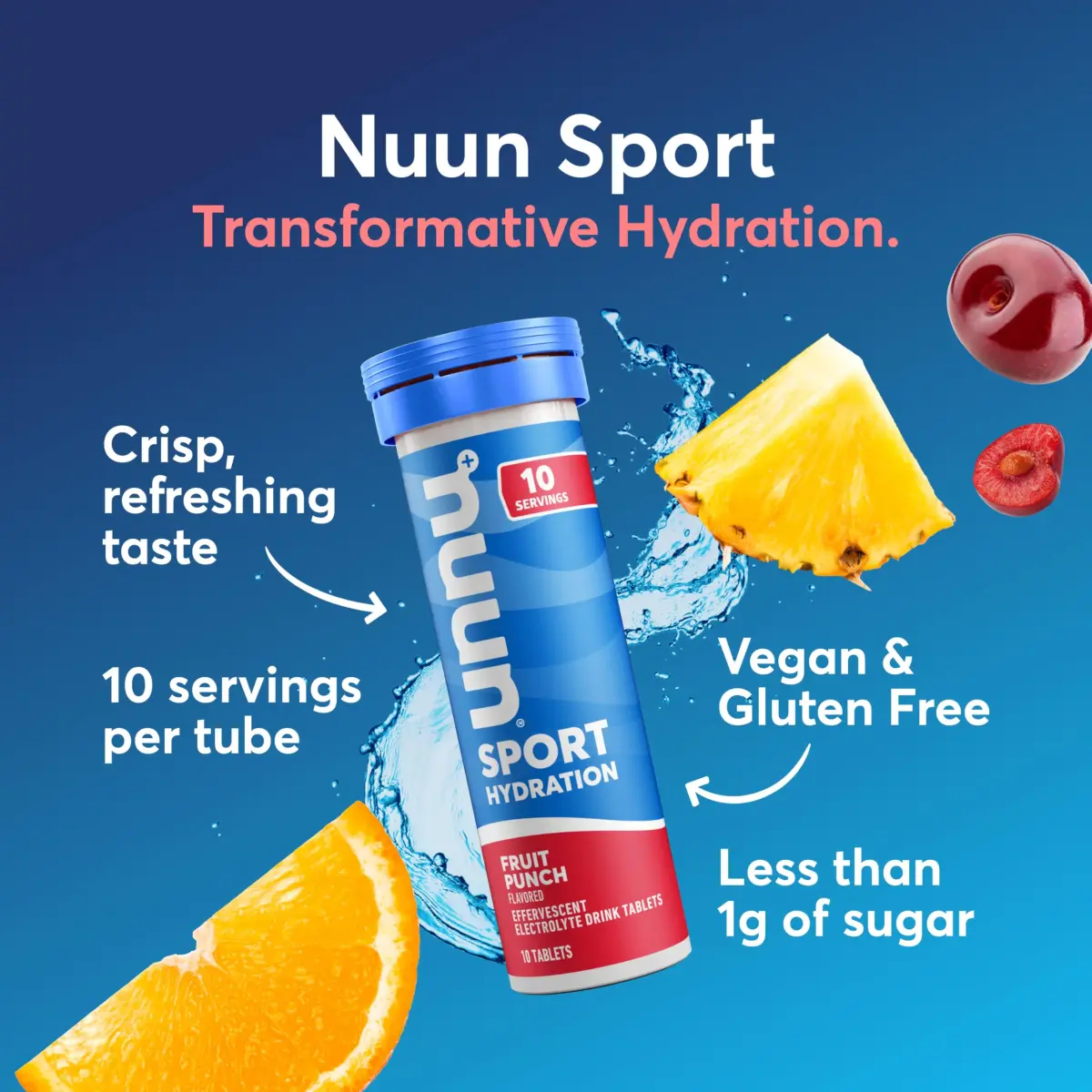 Nuun Sport Electrolyte Tablets Fruit Punch Flavor 80 Count | Hydration Support with 5 Essential Electrolytes - view 2