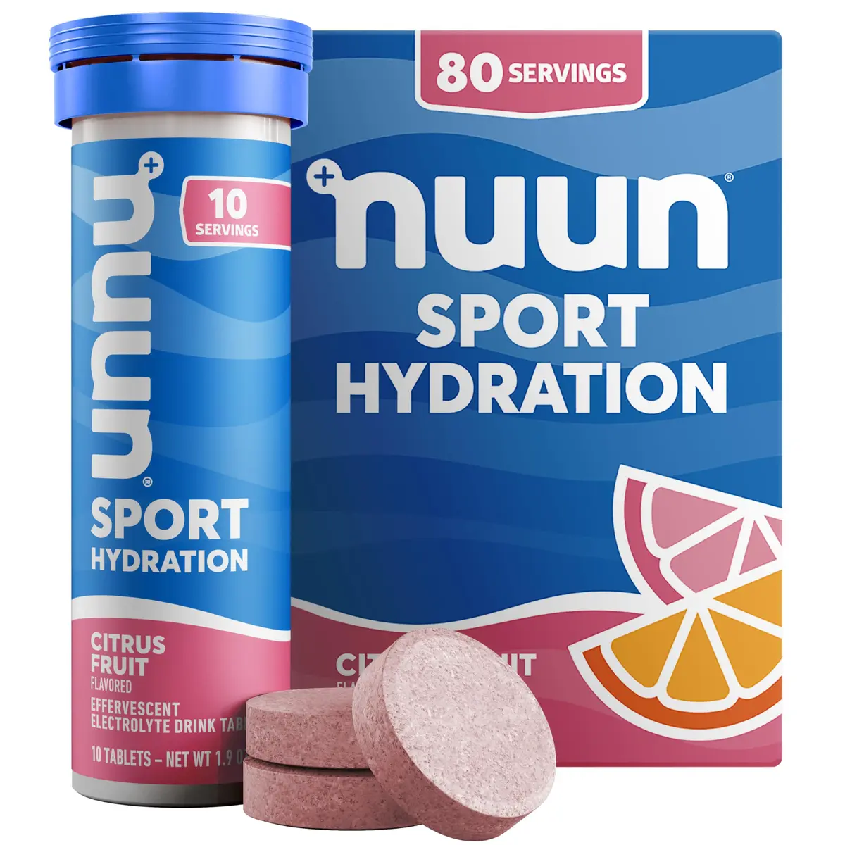 Nuun Sport Electrolyte Tablets Citrus Fruit 80 Count (10 Tablets Per Tube) | Hydration Support for Active Lifestyles - main product image