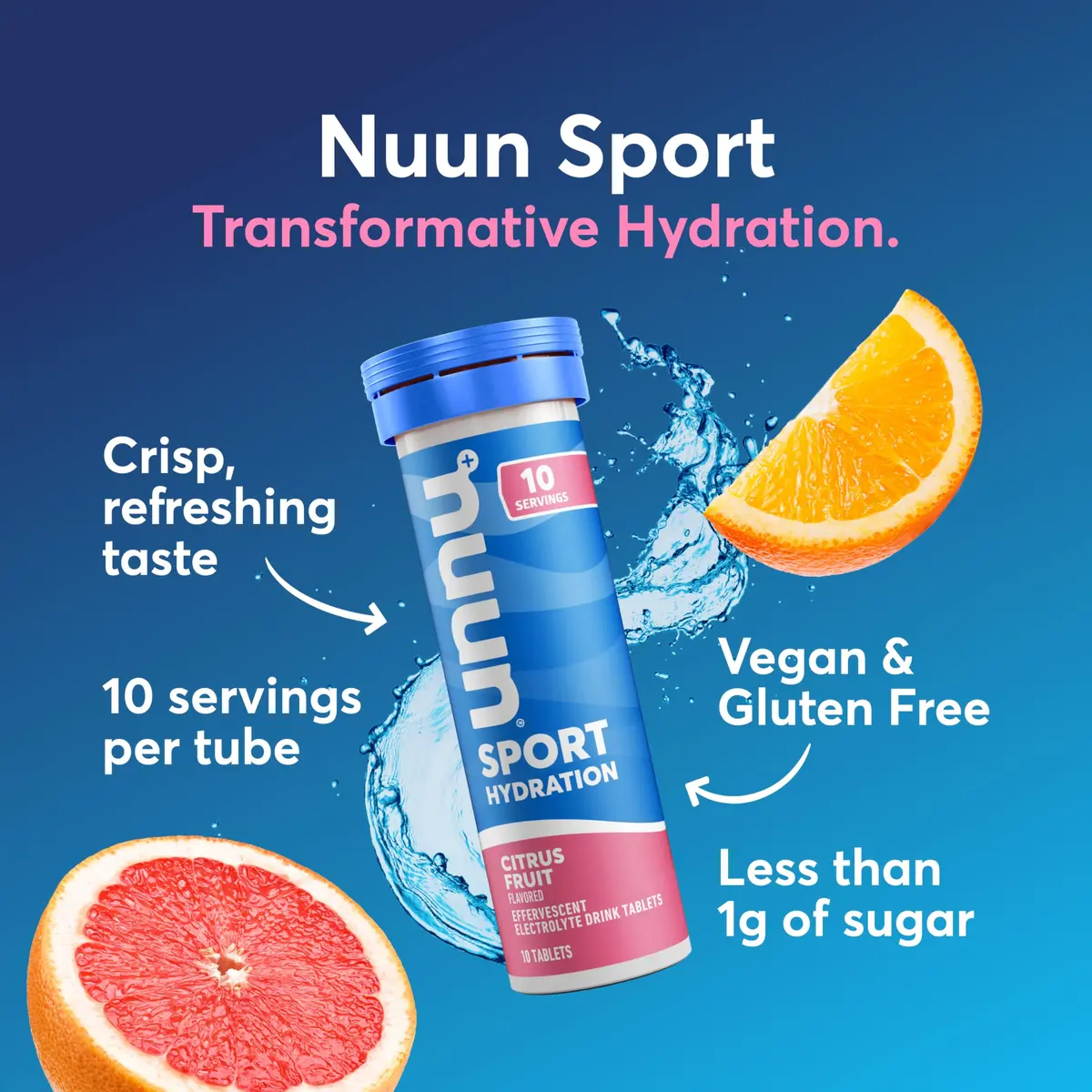 Nuun Sport Electrolyte Tablets Citrus Fruit 80 Count (10 Tablets Per Tube) | Hydration Support for Active Lifestyles - view 2