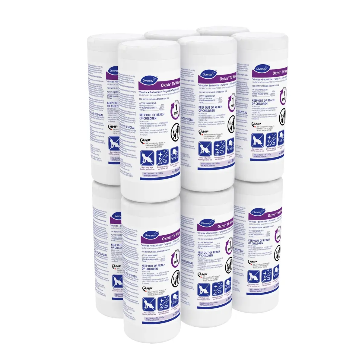 Oxivir Diversey Tb Disinfectant Wipes, 720 Count (Pack of 12) | EPA Registered Hydrogen Peroxide Formula - main product image